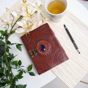 Spiritueel Notitieboekje Leer met Lapis Lazuli (17,5 x 13 cm)