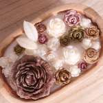 Ovale Dough bowl met bloemen gemaakt van smelt wax - Afbeelding 7