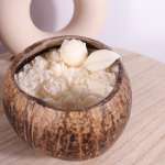 Kokosnoot bowl met witte waxmelts bloemen - Afbeelding 7