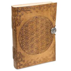 Leren notitieboek bloem des levens